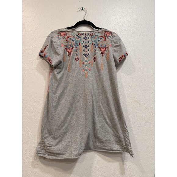 Johnny Was Tua Knit Drape Top Blouse Womens Sz XS  Embroidered Gray Floral - Picture 4 of 7